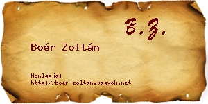 Boér Zoltán névjegykártya